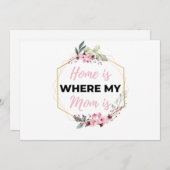 Cartes Pour Fêtes Annuelles Home Is Where My Mom Is noir (Devant / Derrière)