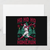 Cartes Pour Fêtes Annuelles Homerun Ho Ho Baseball Pull de Noël Ugly (Devant / Derrière)