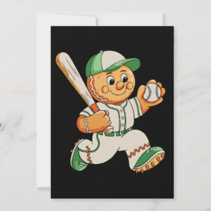 Cartes Pour Fêtes Annuelles Homme en pain d'épices jouant au baseball Noël Xma