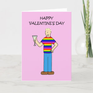 Cartes Pour Fêtes Annuelles Homme gay Valentine en T-shirt arc-en-ciel