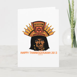 CARTES POUR FÊTES ANNUELLES HOMME INDIEN DE THANKSGIVUKAH MENORAH