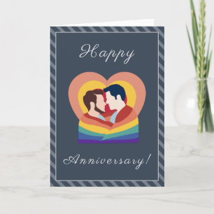 Cartes Pour Fêtes Annuelles Hommes gays Pride Couple LGBTQ Mariage Anniversair