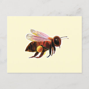 Cartes Pour Fêtes Annuelles Honey Bee avec ses corbeilles de pollen Illustrati