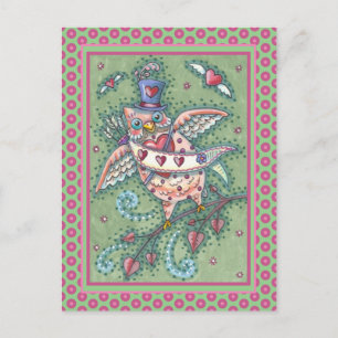 CARTES POUR FÊTES ANNUELLES HOOTS BLANCS N' COEURS CUPID OWL VALENTINE