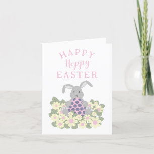 Cartes Pour Fêtes Annuelles Hoppy Happy Pâques mignonette lapin floral