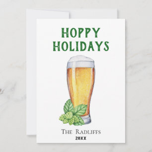 Cartes Pour Fêtes Annuelles Hoppy Holidays Beer Glass Flat Holiday Card