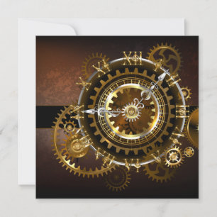 Cartes Pour Fêtes Annuelles Horloge Steampunk avec des engrenages anciens