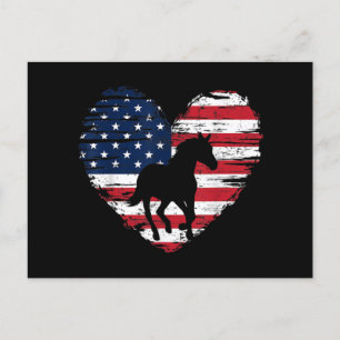 Cartes Pour Fêtes Annuelles Horse American Flag Heart USA Patriotic Pride