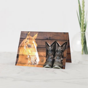 Cartes Pour Fêtes Annuelles Horse Cowboy Boots Rustic Barque