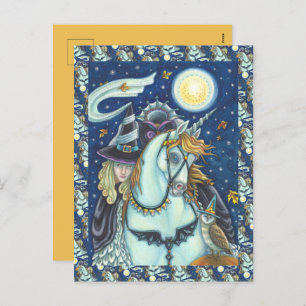 Cartes Pour Fêtes Annuelles HORSEMAN GOTH WITCH, UNICORN & OWL Blank