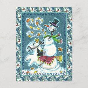 CARTES POUR FÊTES ANNUELLES HORSEMAN SNOWMAN SANS TÊTE, HUMOUR XMAS HALLOWEEN,