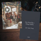 Cartes Pour Fêtes Annuelles Horses Plaid Country Christmas Winter Barn Scene