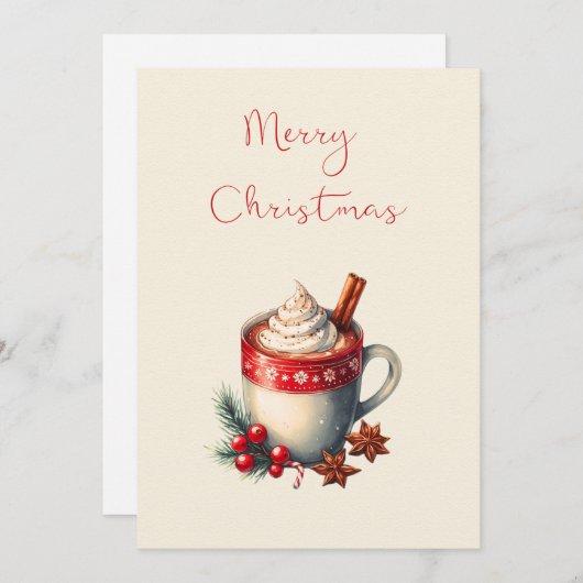 Cartes Pour Fêtes Annuelles Hot Chocolate Christmas Card (Devant / Derrière)