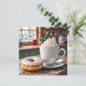 Cartes Pour Fêtes Annuelles Hot Cocoa and Christmas Donuts Festive Poem (Debout devant)