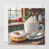 Cartes Pour Fêtes Annuelles Hot Cocoa and Christmas Donuts Festive Poem (Devant)