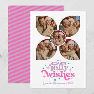 Cartes Pour Fêtes Annuelles Hot Pink Holiday Retro Photo Collage Noël