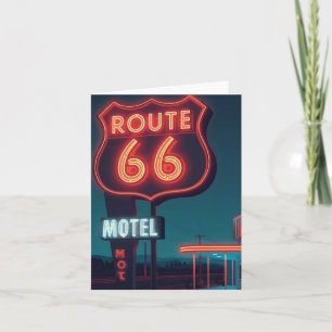 Cartes Pour Fêtes Annuelles Hôtel néon Route 66 Art de voyage nocturne