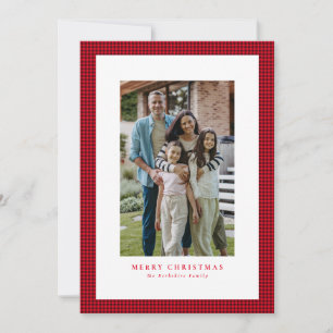 Cartes Pour Fêtes Annuelles Houndstooth classic Christmas red
