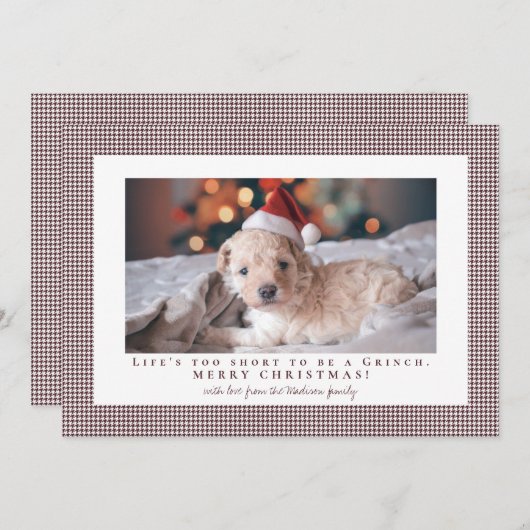 Cartes Pour Fêtes Annuelles Houndstooth Light Chocolate Cosmos photo cadre (Devant / Derrière)