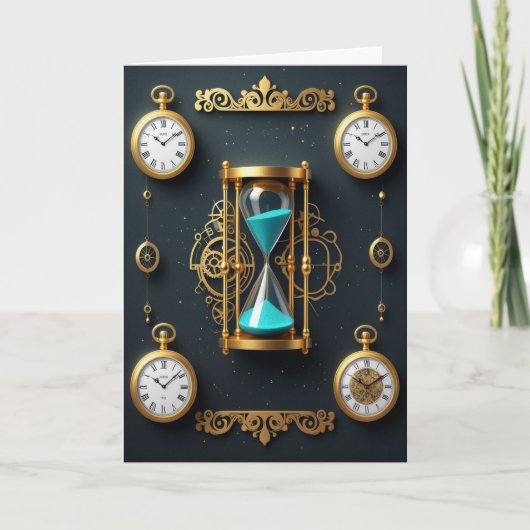 Cartes Pour Fêtes Annuelles Hourglass and Watches New Year's (Devant)