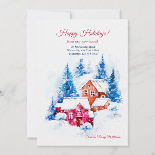 Cartes Pour Fêtes Annuelles Houses en Snow Holiday Moving Card