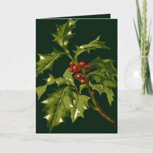 Cartes Pour Fêtes Annuelles Houx d'Europe aux drupes rouges Botanique-S