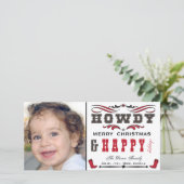 Cartes Pour Fêtes Annuelles Howdy Cowboy Western Xmas (Debout devant)