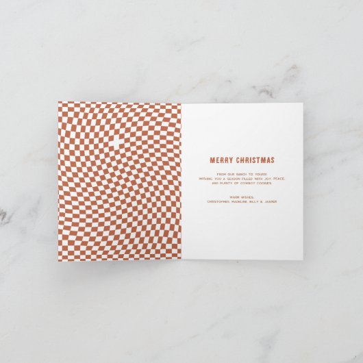 Cartes Pour Fêtes Annuelles Howdy Retro Western Family Photo Noël (Intérieur)