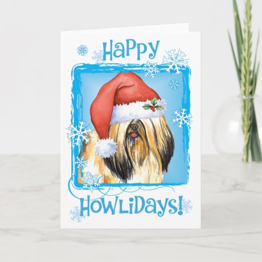 Cartes Pour Fêtes Annuelles Howlidays heureux Lhasa Apso (Devant)