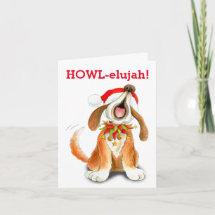 Cartes Pour Fêtes Annuelles Howling carol singing dog howl-elujah