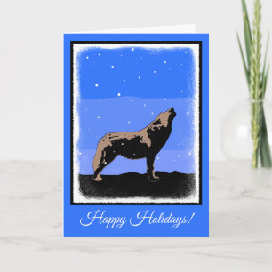 Cartes Pour Fêtes Annuelles Howling Wolf en hiver - Art faunique original