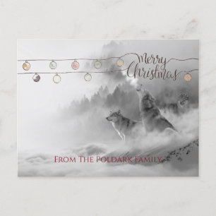 Cartes Pour Fêtes Annuelles Howling wolves In Winter Snow Merry Christmas