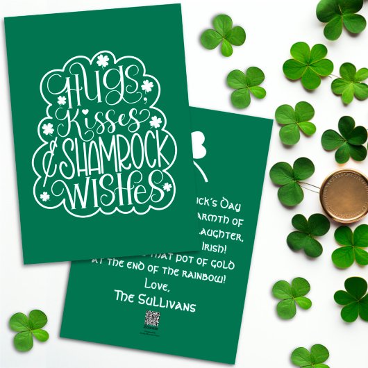 Cartes Pour Fêtes Annuelles Hugs, baisers et souhaits des Shamrocks Saint-Patr
