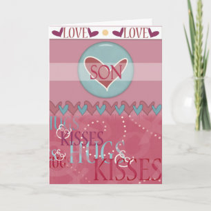 Cartes Pour Fêtes Annuelles Hugs & Kisses Valentine for Son Grey Card