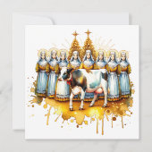 Cartes Pour Fêtes Annuelles Huit servantes trayant le lait | Les douze jours d (Devant)