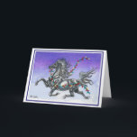 Cartes Pour Fêtes Annuelles Humorous Horse Christmas Card<br><div class="desc">"Dashing Through the Snow" by Gail H Ragsdale.  No telling where this string of lights came from,  but you can be sure someone is in hot pursuit! This is from an original watercolor and ink miniature.</div>