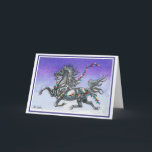 Cartes Pour Fêtes Annuelles Humorous Horse Christmas Card<br><div class="desc">"Dashing Through the Snow" by Gail H Ragsdale.  No telling where this string of lights came from,  but you can be sure someone is in hot pursuit! This is from an original watercolor and ink miniature.</div>