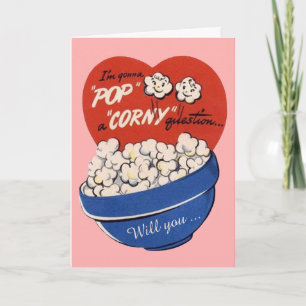 Cartes Pour Fêtes Annuelles Humour de Cute rétro, pop-corn une question sur Co