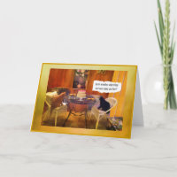 Humour Famille Chats Régler le gâteau "en feu" CAR