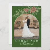 Cartes Pour Fêtes Annuelles Hunter Green Pine Merry & Married Photo Christmas (Devant)