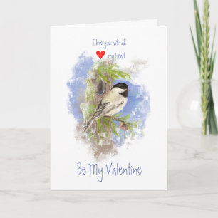 Cartes Pour Fêtes Annuelles Husband Valentine Love Heart Chickadee Pine Bird