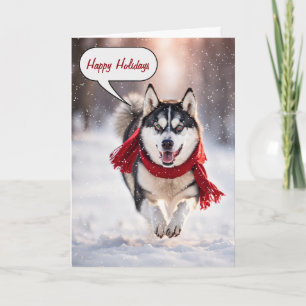 Cartes Pour Fêtes Annuelles Husky Noël Dans Les Snowflakes