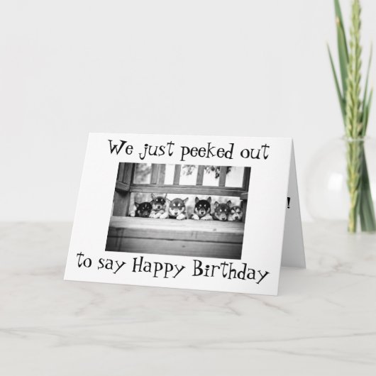 Cartes Pour Fêtes Annuelles HUSKY PUPPIES DIT comme un "GROUPE" **HEUREUX ANNI (Devant)