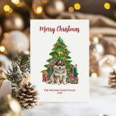 Cartes Pour Fêtes Annuelles Husky Puppy Chien famille Noël