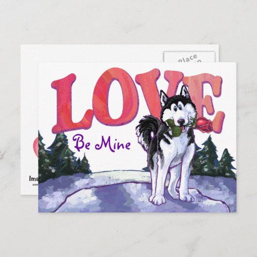 Cartes Pour Fêtes Annuelles Husky Valentine's Day (Devant / Derrière)