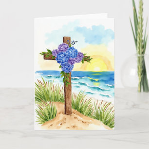 Cartes Pour Fêtes Annuelles Hydrangea Croix Pâques Religieux Chrétien