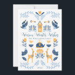 Cartes Pour Fêtes Annuelles Hygge Bleu | Jaune Vœux Chauds d'Hiver Uniques<br><div class="desc">Parfait pour vos vœux de vacances d'hiver,  ce modèle éditable unique "Vœux Chauds d'Hiver" présente un ensemble de graphiques de style hygge disposés en un motif unique qui est cosy et joyeux.  Conception composite par Holiday Hearts Designs.</div>
