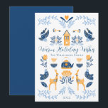 Cartes Pour Fêtes Annuelles Hygge Bleu | Vœux de vacances chaleureux jaunes un<br><div class="desc">Parfait pour vos salutations des fêtes d'hiver,  ce modèle modifiable unique de "Vœux de vacances chaleureux" présente un ensemble de graphiques de style hygge disposés en un motif unique qui est cosy et joyeux.  Création composite par Holiday Hearts Designs.</div>
