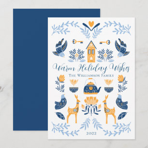 Cartes Pour Fêtes Annuelles Hygge Bleu Vœux de vacances chaleureux uniques j
