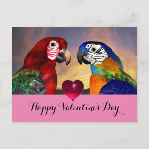 Cartes Pour Fêtes Annuelles HYPER PARROTS, BLEU ROUGE MACAWS Saint Valentin Am